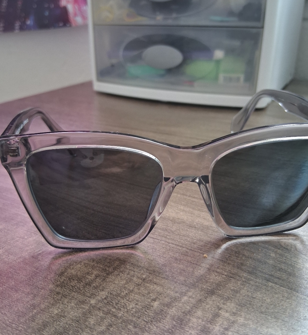 DIFF Clear Gray Tinted Square Sunglasses Like New… - image 3